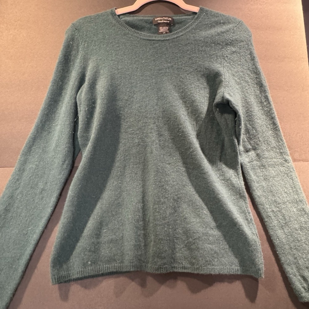 LORD & TAYLOR Cashmere Sweater Womens Medium Pullover Crewneck Teal